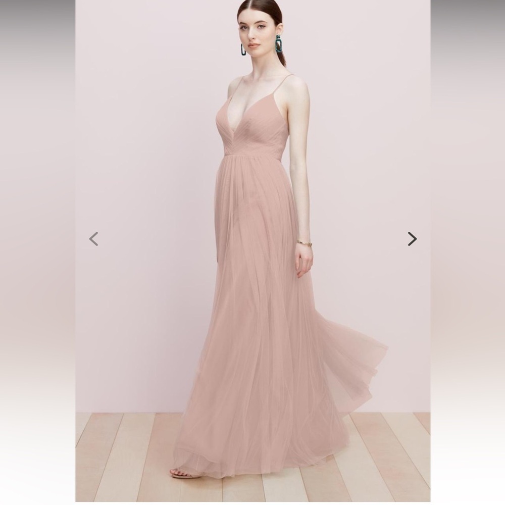 NWT Watters WTOO Lexie - Solid Blush Tulle Gown Lace Up Adjustable Straps